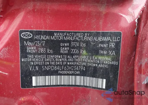 2018 Hyundai Elantra Value Edition из США, поврежденный, VIN 5NPD84LF6JH234794